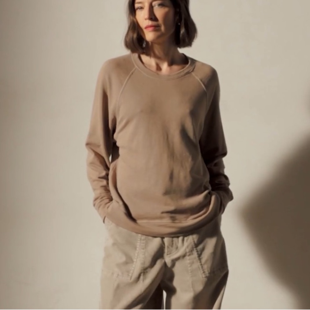 Aerie Oversized French Terry Cotton Sweatshirt Top - Picture 1 of 12
